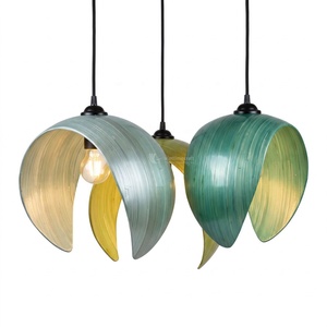 Abat-jour rond moderne en bambou, couvercle de lampe suspendue fait main, accessoire de lampe suspendue écologique pour café et restaurant - Product Image 4