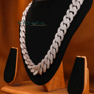 Moissanite <b>Statement</b> <b>Necklace</b> S925 Silver Rhodium Plated Link Chain Men's Hiphop Jewelry - Product Image 1