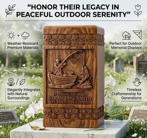 Fishing man custom Wooden Urn for <b>Ashes</b> – Human Cremation Urn – Pet Urn for <b>Dogs</b> or Cat – Memorial Keepsake <b>Box</b> - Product Image 4