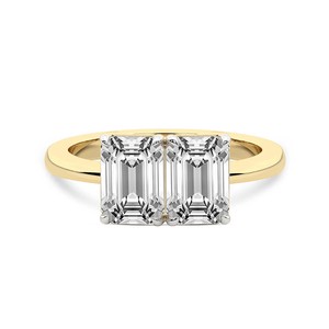 Hermoso Anillo de Oro de 10k/12k/14k con Dos Piedras, Esmeraldas y Diamantes Cultivados en Laboratorio Toi Et Moi (1 Ct.) Tw. Certificado por IGI - Product Image 3