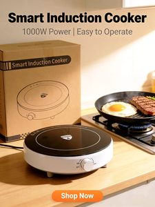 2200W/3500W Smart Single Furnace Induction Cooker 6 Level Firepower Push-button Knob Control Black Microcrystalline Panel - Product Image 1