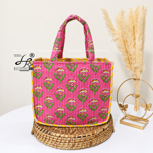 Bolso Tote Mini Acolchado de Algodón Personalizado, Bolso de Hombro Hecho a Mano, Suave y Duradero, con Diseño Floral Rosa, Bolso de Moda para Mujer, Venta al Por Mayor - Product Image 1