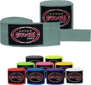 Bandages de boxe FARABI de qualité supérieure, en polyester écologique, élastiques, équipement de protection pour adultes, unisexe, couleur unie, extensibles - Product Image 1