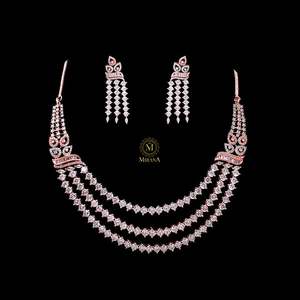 Nancy Triple Layered Designer Necklace Set-Gold Plated Zirconia Fashion Jewelry for Festivals - Product Image 3