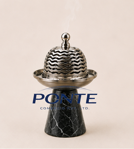 Quemador de Incienso de Mármol Negro Natural de Lujo con Domo de Acero Inoxidable, Bakhoor Árabe Mubkhar para Aromaterapia y Meditación - Product Image 3