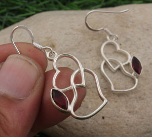 Natural <b>Red</b> Garnet <b>Drop</b> <b>Earrings</b> 925 Sterling Silver Luxury Dainty Wine <b>Red</b> Gemstone Party - Product Image 1