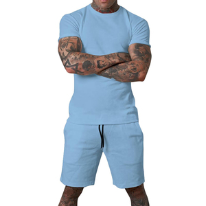 Conjunto Deportivo de 2 Piezas para Hombre, Camiseta y Pantalones Cortos Deportivos de Algodón Transpirable, con Logotipo Personalizado al por Mayor, Novedad de Verano - Product Image 1