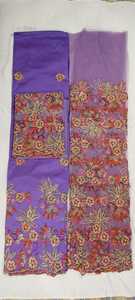 Best Quality Luxurious Nigerian George Wrapper With Floral Pattern And Intricate Stone Work Taffeta <b>Fabric</b> For Evening Partywear - Product Image 5