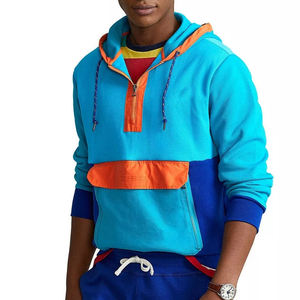 Hot Selling <b>Men's</b> <b>Sherpa</b> Fleece <b>Hoodie</b> with Half Zip Embroidered Winter Style Plain Colour <b>Men</b> Half zip Color block <b>hoodie</b> - Product Image 1