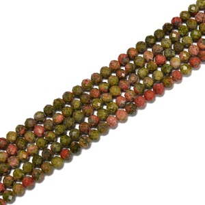 Cuentas redondas microfacetadas de unakita natural de alta calidad de 2MM 3MM 4MM, cuentas sueltas de gema de unakita roja para la fabricación de joyas y manualidades DIY. - Product Image 6