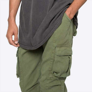 Pantalon cargo élégant taille mi-haute couleur personnalisable pour homme – Tenue décontractée avec plusieurs poches cargo, teinture unie, écologique et respirant - Product Image 5