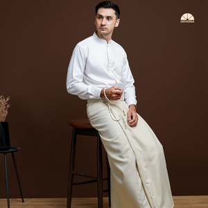 Sarong Masculino Premium en Color Marfil con Tela de Lino Transpirable de Secado Rápido para un Culto Cómodo y Eventos Formales - Product Image 5