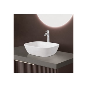 Lavabo de encimera de lavabo de baño moderno blanco mate, lavabo de granito, encimera de mesa, lavabo de mano artístico - Product Image 1