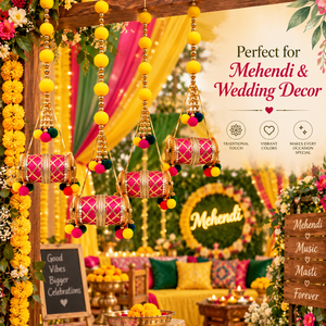 Décorations suspendues artisanales en pompons Dholki pour mariage, Mehendi, fête festive, décoration intérieure et événements indiens - Product Image 5