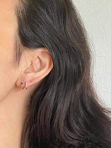 Pendientes de Aro Huggie con Cuentas de Oro Rosa de 14K y Zafiro Azul, Minimalistas, Delicados, con Piedras Preciosas, Elegantes, Regalo de Joyería para Mujeres y Niñas, para Fiestas - Product Image 2