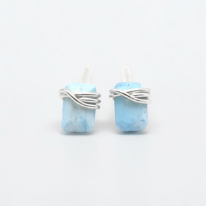 Elevated Minimalist <b>Turquoise</b> <b>Stud</b> <b>Earrings</b> Brass Gemstone Silver Finish Ear <b>Studs</b> Wholesale 2026 Handmade Wearable Art - Product Image 3