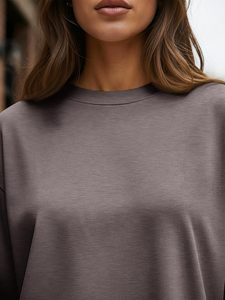 Camiseta Premium de Manga Larga para Mujer, Algodón Suave, Informal, Básica, Cómoda, Corte Ajustado, Cuello Redondo, con Logotipo Personalizado, Estilo Urbano - Product Image 6