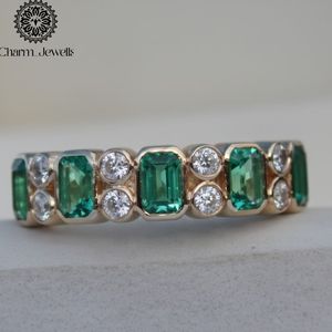 Charm Jewells IGI Certified 3 GM <b>Silver</b> Rose Gold Plated Cushion Cut Moissanite <b>Eternity</b> Band <b>Ring</b> Prong Setting Women's <b>Ring</b> - Product Image 6