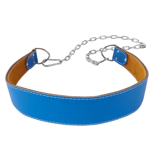Cinturón Ajustable de Cuero Azul con Cadena Metálica para Levantamiento de Pesas, Dominadas, Flexiones, Gimnasio, Fitness, para Hombres y Mujeres - Product Image 1
