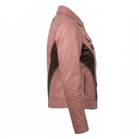 Veste en cuir véritable pour femme Dusty Rose, marron foncé, avec surpiqûres courbes, boutons-pression, col rabattu, style streetwear tendance, manteau d'extérieur