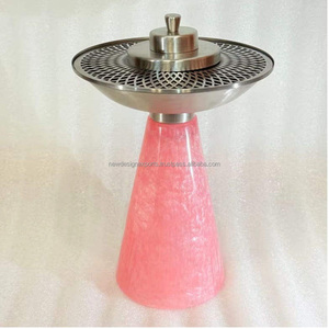 Quemador de Incienso Metálico con Base Cónica y Acabado de Mármol, Parrilla Geométrica de Malla, Mabkhara, Incensario de Incienso, Decoración del Hogar, Venta Directa OEM - Product Image 4
