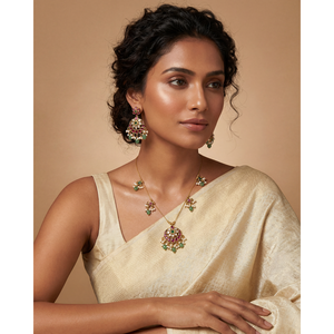 Indian Ethnic Unnati Invisible Traditional Necklace-<b>Gold</b> Plated Zirconia Fine Jewelry <b>Set</b> - Product Image 1