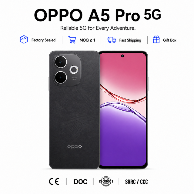 Factory Supply OPPO A5 Pro Global Version 5G Smartphone 50MP Camera 5800mAh 45W IP69 Water Resistant Dual SIM