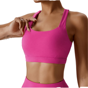 OEM Women Seamless Yoga Crop Ribbed Knit Sports Bra for Studio Training Wholesale - Product Image 5