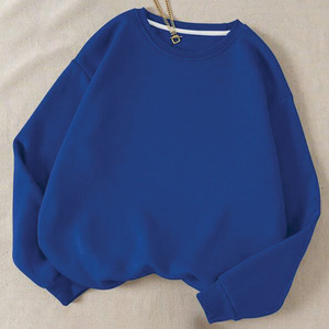 Sudadera de Algodón Tejido para Mujer, Cuello Redondo, Color Sólido, Hombros Caídos, Estilo Oversize, para Otoño - Product Image 6