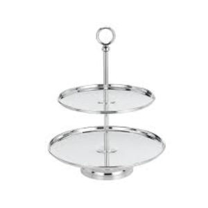 Moderno y Elegante Soporte de Metal de 2 Niveles con Textura Martillada, Perfecto para Exhibir Cupcakes, Pasteles o Frutas Decoradas, en Oferta - Product Image 5