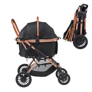 Poussette pour animaux de compagnie à 4 roues avec freins rotatifs, capacité de 66 lb, sac de transport amovible pour chiots - Product Image 1