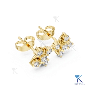 Lab Grown Diamond Swirl Cluster <b>Stud</b> Earrings 14K/18K Solid Gold Interwoven Floral Women's Jewelry Wedding Party Anniversary - Product Image 5