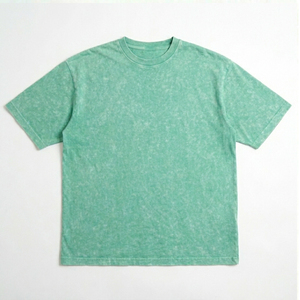 T-shirt en jersey de coton à manches courtes et col rond pour homme, coupe ample, couleur vert menthe unie, longueur normale, style décontracté - Product Image 5