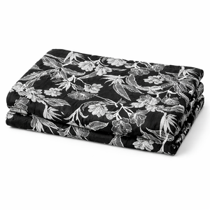 Tela Popelina de Algodón Peinado, Ligera, Transpirable, Absorbente de Humedad, Ecológica, Orgánica, con Estampado Floral, Elegante, Color Negro - Product Image 1