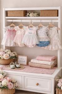 Listo para enviar: Mono de niña con estampado floral, estilo minivestido, de verano, manga corta, ropa para bebé - RKS02 - Product Image 5