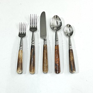 Wholesale Custom Logo High Quality Luxury Hotel Wedding Flatware Stainless Steel Brown <b>Bone</b> <b>Handle</b> Cutlery Set - Product Image 1