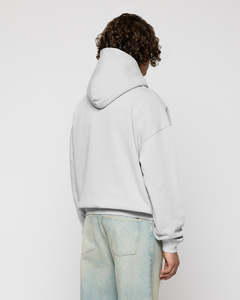 <b>Light</b> Grey Full Zip Hoodies 450 GSM Cotton Fleece Heavyweight Oversized Boxy Fit Men Drop Shoulder Custom Logo Zipper up Hoodie - Product Image 6