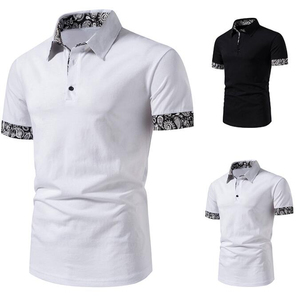 Polo de manga corta blanco para hombre con puños y cuello con estampado de Paisley, informal, de punto, de algodón, transpirable, de corte regular - Product Image 6