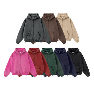 Sweat à capuche zippé unisexe Ibex, couleur unie, en molleton de coton, décontracté, coupe régulière, tricoté, pour l'automne - Product Image 1