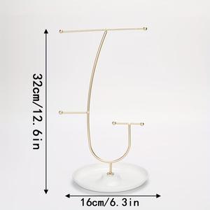 Soporte de joyería con marco curvo y doble barra, bandeja para relojes y pulseras, base antienredos para exhibición de collares, para un almacenamiento elegante - Product Image 5