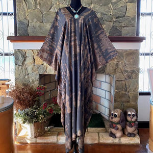 <b>Plus</b> <b>Size</b> Japanese Shibori Earthy Tie Dye Rayon Kaftan Dress Relaxed Fit Boho Resort Wear - Product Image 1