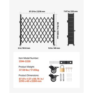 Puerta de Seguridad Plegable de Acero Tipo Acordeón, 7.25 pies de Alto x 7.8 pies de Ancho, Flexible y Extensible para Seguridad - Product Image 6