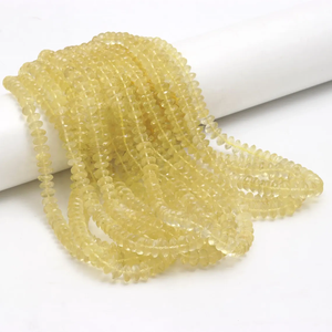 Perles rondelles à facettes en quartz citron naturel 7-9mm 16 pouces pour la fabrication de bijoux avec pierres précieuses naturelles - Product Image 4