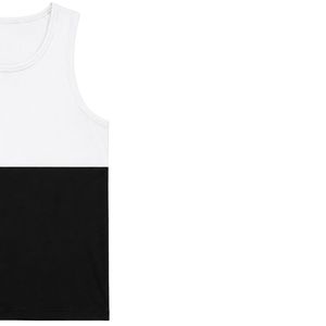 <b>White</b> And Black <b>Men</b> Sleeveless Tank Top Color Block Design Casual Summer <b>Vest</b> Gym Fitness Workout Muscle Shirt Cotton Athletic - Product Image 4