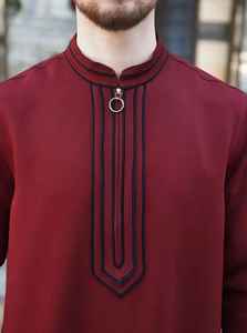 Túnica Tradicional Árabe para Hombre, Abaya de Poliéster Sólido, Mangas Largas, Bolsillos, Estilo Casual Étnico, Jubba con Cuentas, Elástico en Cuatro Direcciones - Product Image 3
