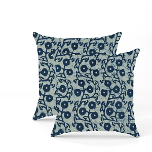 Housse de coussin décorative en coton imprimée à la main motif floral indigo, faite à la main, pour canapé et décoration intérieure traditionnelle - Product Image 3