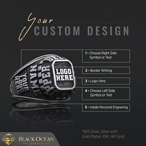 แหวนสั่งทำ BOJ รุ่น 025 สลักชื่อและโลโก้ตามต้องการ แหวนเงินแท้ 925 ชุบทอง ดีไซน์ทำมือ ราคาพิเศษ - Product Image 3