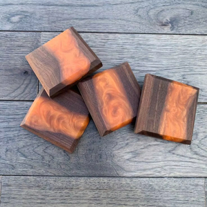 Rustic Walnut Resin <b>Coasters</b> for Farmhouse Décor Natural Walnut Wood Epoxy <b>Drink</b> <b>Coasters</b> for Serving - Product Image 1