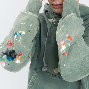 Sweat à capuche surdimensionné vintage 100 % coton pour homme, délavé à l'acide, effet vieilli, en molleton, vente en gros OEM - Product Image 4