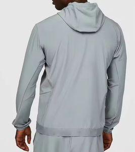 Ensemble de survêtement léger à capuche pour homme, couleur unie, séchage rapide, en polyester tricoté, décontracté, pour le printemps - Product Image 2